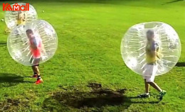 huge zorb ball makes children happy